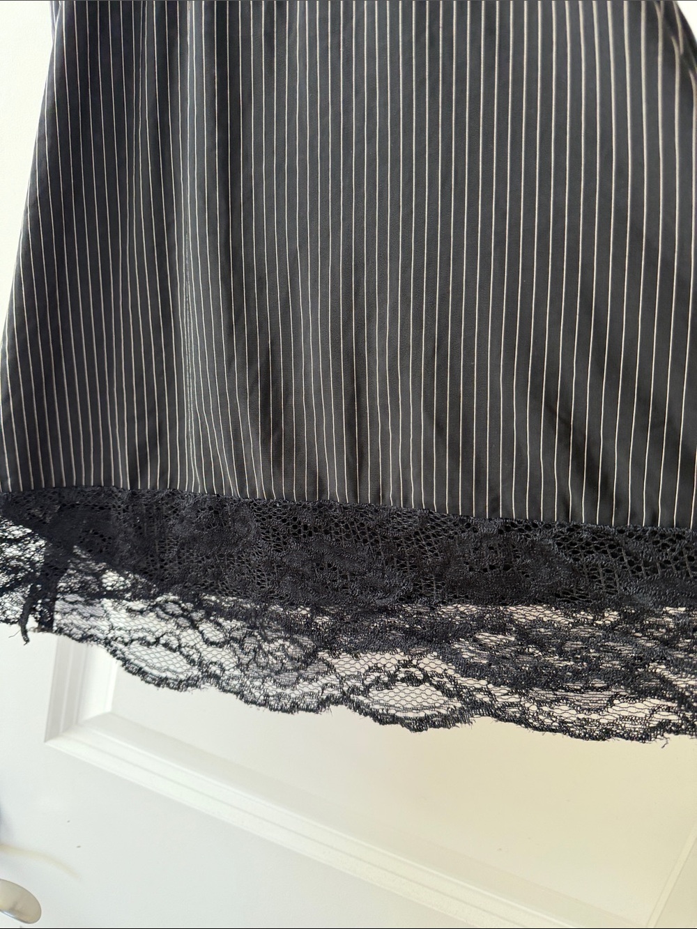 Apt. 9 Black Lace-Trim Pinstripe Slip Dress - Picture 3 of 4